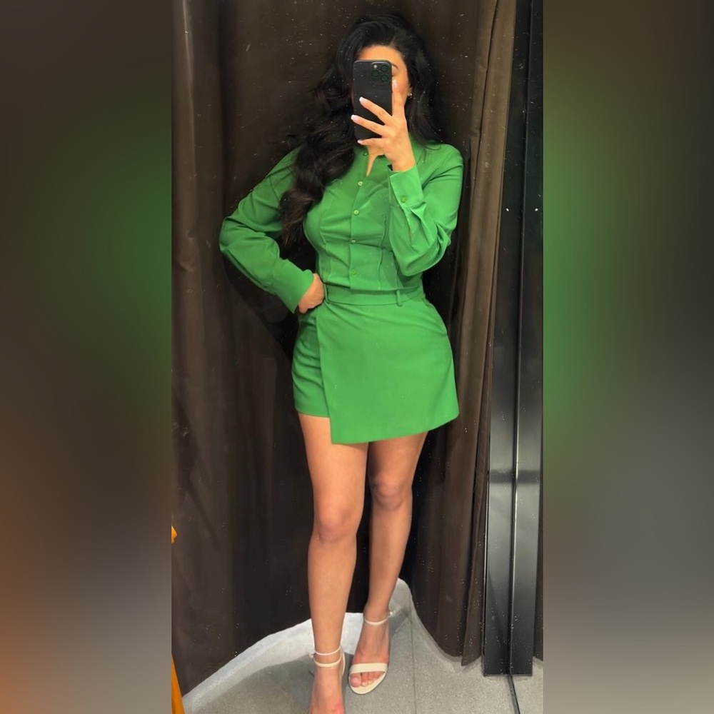 Zara Wrap Front Skort Green - Picture 8 of 13